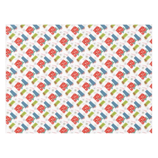 ミッドセンチュリーモダンクリスマスプレゼント&キャンディーケーン テーブルクロス (正面(横))