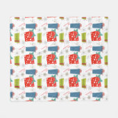 ミッドセンチュリーモダンクリスマスプレゼント&キャンディーケーン フリースブランケット (正面(横))