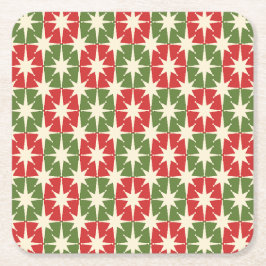 ミッドセンチュリーモダンクリスマスレトロスターバスト スクエアペーパーコースター