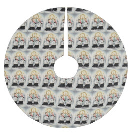 ミッドセンチュリーモダンクリスマス1950年代のコーラス・ボーイズ ブラッシュドポリエステルツリースカート