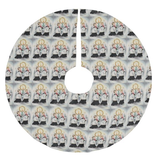 ミッドセンチュリーモダンクリスマス1950年代のコーラス・ボーイズ ブラッシュドポリエステルツリースカート (正面)