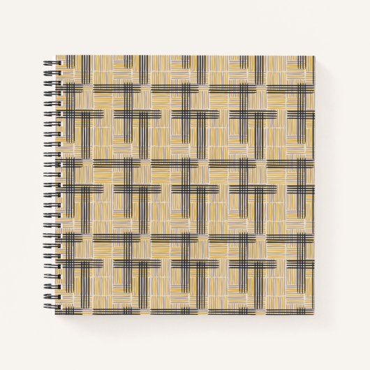 ミッドセンチュリーモダンクロスストライプパターン ノートブック (正面)