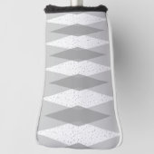 ミッドセンチュリーモダンググレーアーガイルパターカバー ゴルフヘッドカバー (回転90)