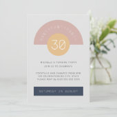 ミッドセンチュリーモダンググレーピンクgeo 30th誕生日 招待状 (スタンド正面)