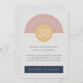 ミッドセンチュリーモダンググレーピンクgeo 30th誕生日 招待状 (正面/裏面)