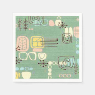 ミッドセンチュリーモダングラフィックデザイン紙ナプキンス スタンダードカクテルナプキン