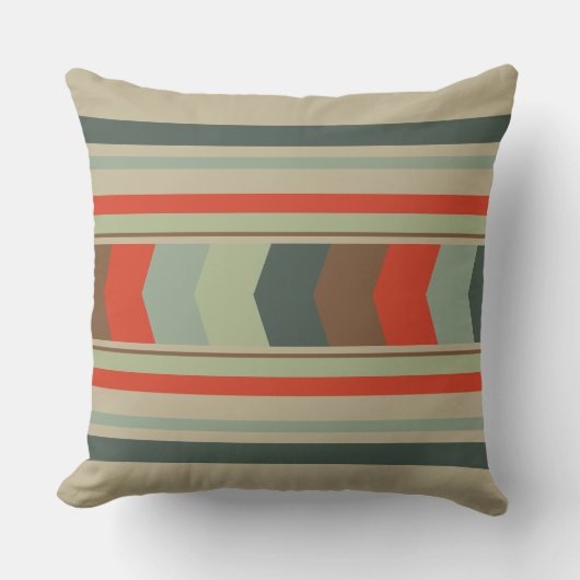 ミッドセンチュリーモダングリーンとオレンジ クッション (正面)