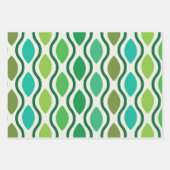 ミッドセンチュリーモダングリーンの幾何学的なエッジのパターン ラッピングペーパーシート (正面3)