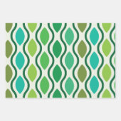 ミッドセンチュリーモダングリーンの幾何学的なエッジのパターン ラッピングペーパーシート (正面2)