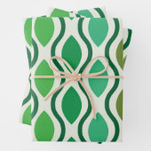 ミッドセンチュリーモダングリーンの幾何学的なエッジのパターン ラッピングペーパーシート (インサイチュ)