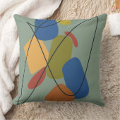 ミッドセンチュリーモダングリーンブルーオレンジ抽象芸術 クッション (ブランケット)