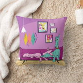 ミッドセンチュリーモダングレイハウンドアート クッション (ブランケット)