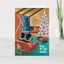 ミッドセンチュリーモダンゲイクリスマスカードガールカップル シーズンカード
