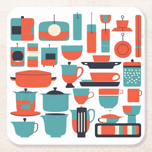 ミッドセンチュリーモダンコースター スクエアペーパーコースター (正面)