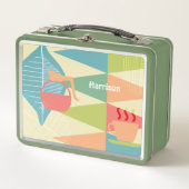 ミッドセンチュリーモダンコーヒパーソナライズされたー メタルランチボックス (正面)