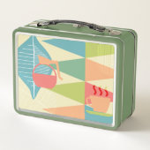 ミッドセンチュリーモダンコーヒパーソナライズされたー メタルランチボックス (裏面)