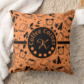 ミッドセンチュリーモダンコーヒー愛好家ブックオレンジ クッション (ブランケット)