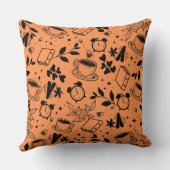 ミッドセンチュリーモダンコーヒー愛好家ブックオレンジ クッション (裏面)