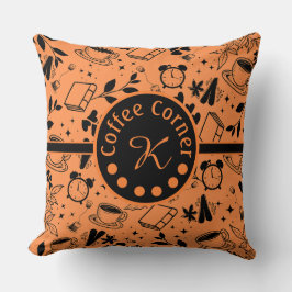 ミッドセンチュリーモダンコーヒー愛好家ブックオレンジ クッション