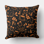 ミッドセンチュリーモダンコーヒー愛好家ブックオレンジ クッション (裏面)