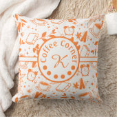 ミッドセンチュリーモダンコーヒー愛好家ブックオレンジ クッション (ブランケット)