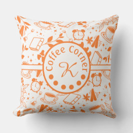 ミッドセンチュリーモダンコーヒー愛好家ブックオレンジ クッション