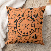 ミッドセンチュリーモダンコーヒー愛好家ブックオレンジ クッション (ブランケット)