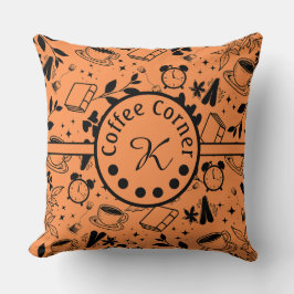 ミッドセンチュリーモダンコーヒー愛好家ブックオレンジ クッション
