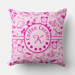 ミッドセンチュリーモダンコーヒー愛好家ブックピンク クッション