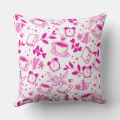 ミッドセンチュリーモダンコーヒー愛好家ブックピンク クッション (裏面)