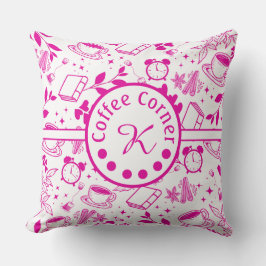 ミッドセンチュリーモダンコーヒー愛好家ブックピンク クッション