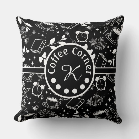 ミッドセンチュリーモダンコーヒー愛好家ブックブラック クッション (正面)