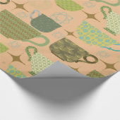 ミッドセンチュリーモダンコーラルティーカップ ラッピングペーパー (角)