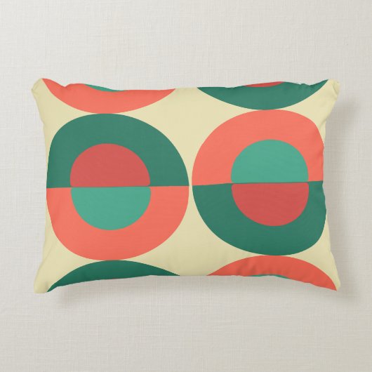 ミッドセンチュリーモダンコーラルミント アクセントクッション (正面)