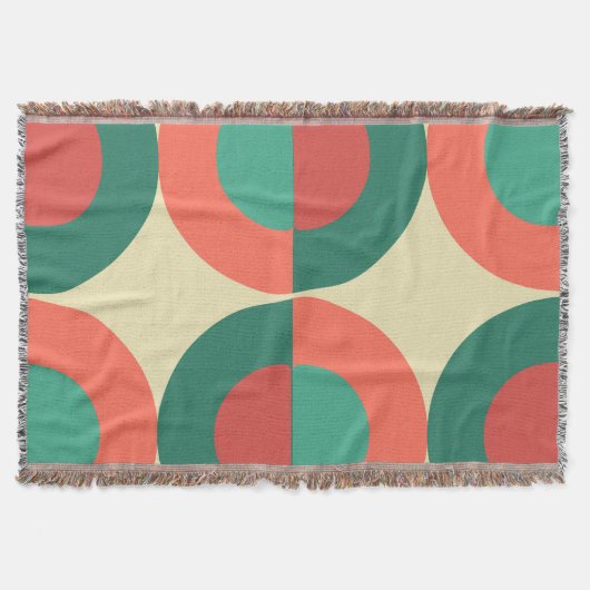 ミッドセンチュリーモダンコーラルミント スローブランケット (正面)