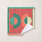 ミッドセンチュリーモダンコーラルミント バスタオルセット (ウォッシュタオル)