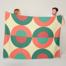 ミッドセンチュリーモダンコーラルミント フリースブランケット