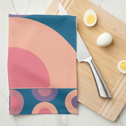 ミッドセンチュリーモダンコーラル海 キッチンタオル (四つ折り)