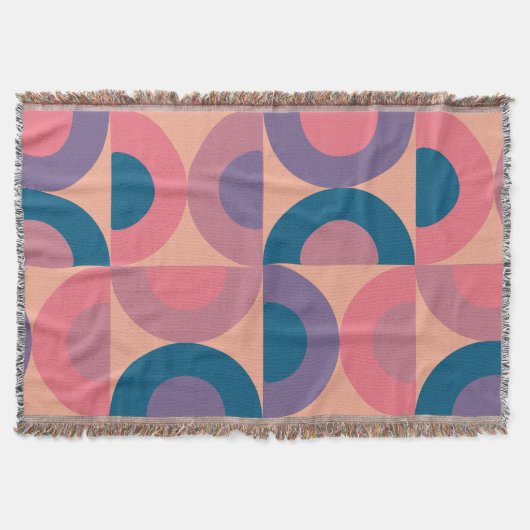 ミッドセンチュリーモダンコーラル海 スローブランケット (正面)