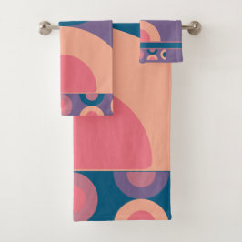 ミッドセンチュリーモダンコーラル海 バスタオルセット