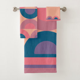 ミッドセンチュリーモダンコーラル海 バスタオルセット