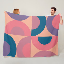 ミッドセンチュリーモダンコーラル海 フリースブランケット