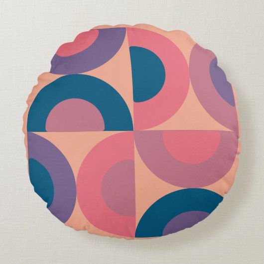 ミッドセンチュリーモダンコーラル海 ラウンドクッション (正面)