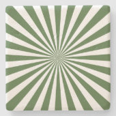ミッドセンチュリーモダンサンシャイングリーンホワイトパターン ストーンコースター (正面)