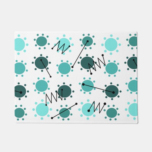 ミッドセンチュリーモダンサンシャインターコイズ ドアマット (正面)