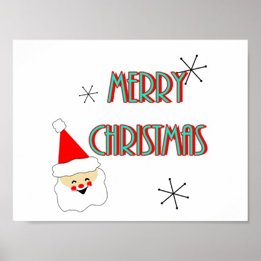 ミッドセンチュリーモダンサンタクロース楽しいクリスマス ポスター (正面)