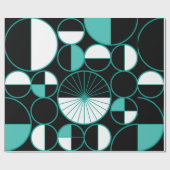 ミッドセンチュリーモダンサークルハーフトブラックターコイズ ラッピングペーパー (フラット)