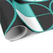 ミッドセンチュリーモダンサークルハーフトブラックターコイズ ラッピングペーパー (ロールコーナー)