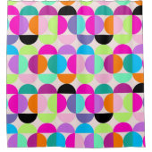 ミッドセンチュリーモダンサークルパターンカラフルレトロ シャワーカーテン (正面)