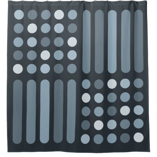 ミッドセンチュリーモダンサークルライン石板 シャワーカーテン (正面)